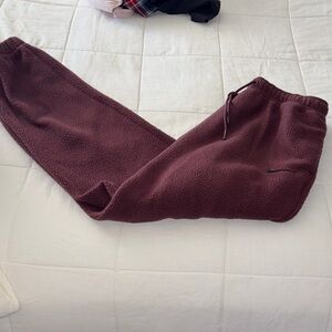 Nike Cozy Burgundy Fleece Sweatpants